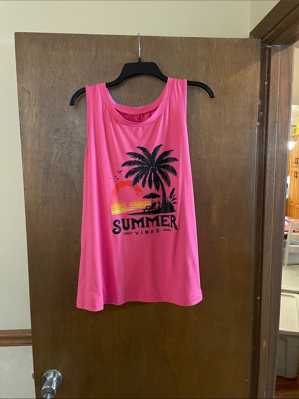 Summer Vibes Pink Graphic Tank Top